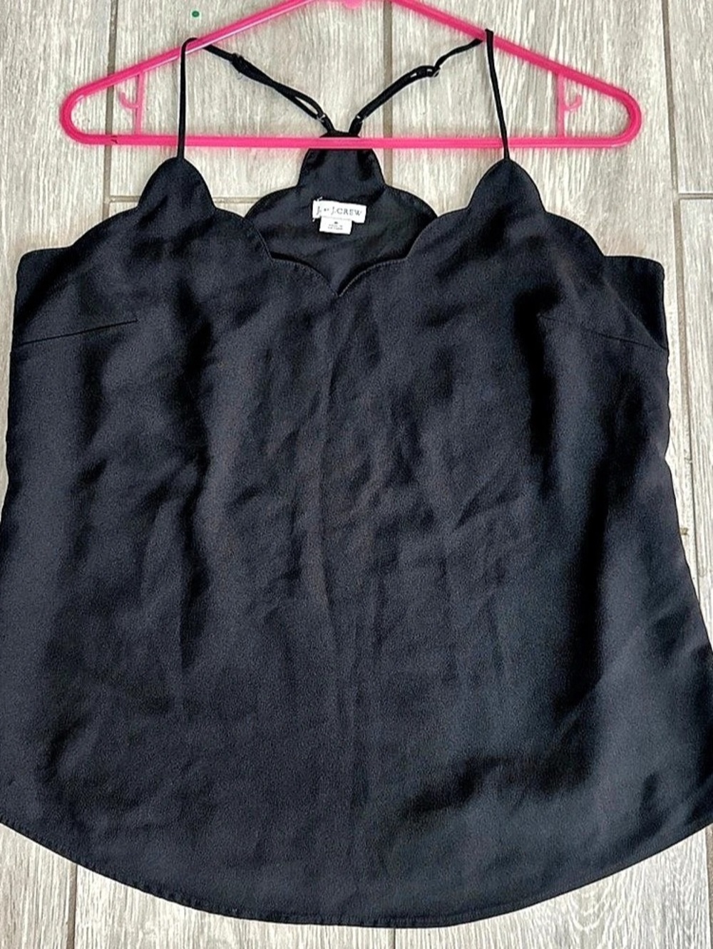 J.Crew Scalloped Cami Top Black Camisole Size 6